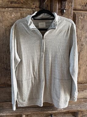 Billy Reid Light Gray Zip-Neck Pullover Sweater